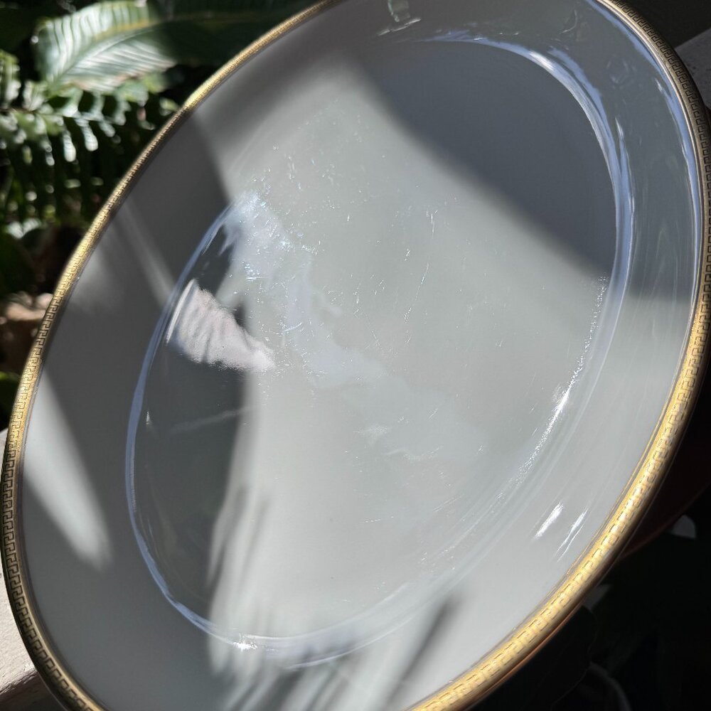 Vintage KPM Medium Oval Serving Platter, Real 24k Gold Greek Design Rim